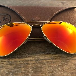 Orange Reflective Rayban - Aviators - with case